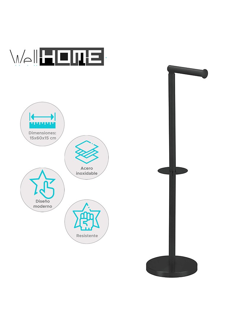 Porta-Rolos inox Preto