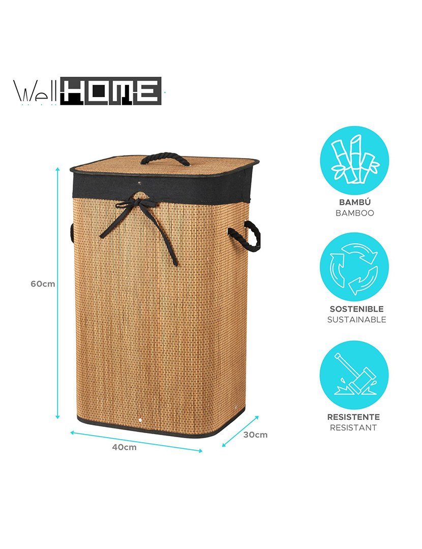 Cesto Roupa Bambú Preto