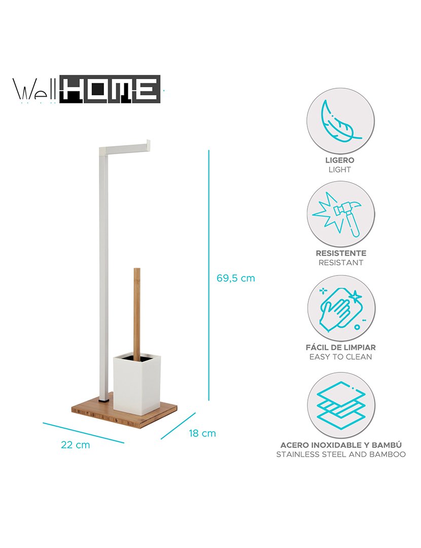 Porta-Rolos + Piaçaba Bambú Branco