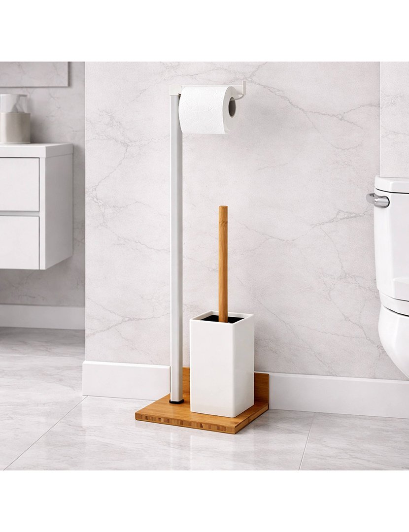 Porta-Rolos + Piaçaba Bambú Branco