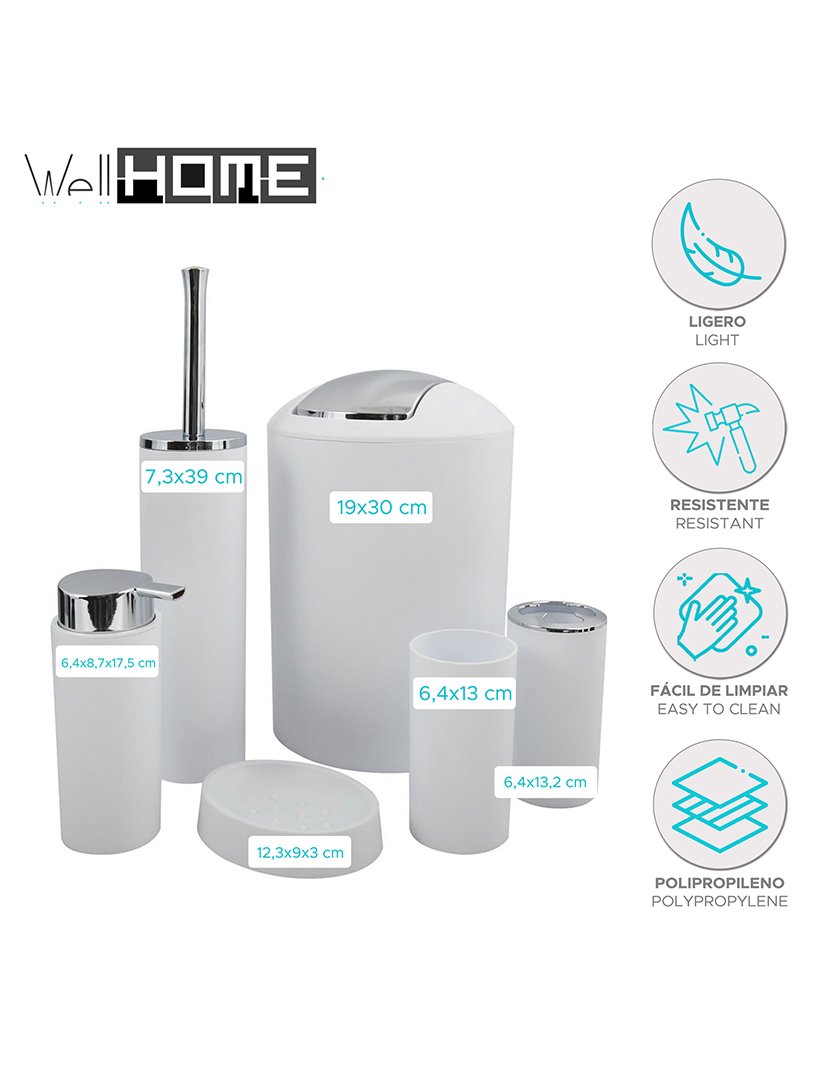 Conjunto 3 Acessórios Casa Banho Branco