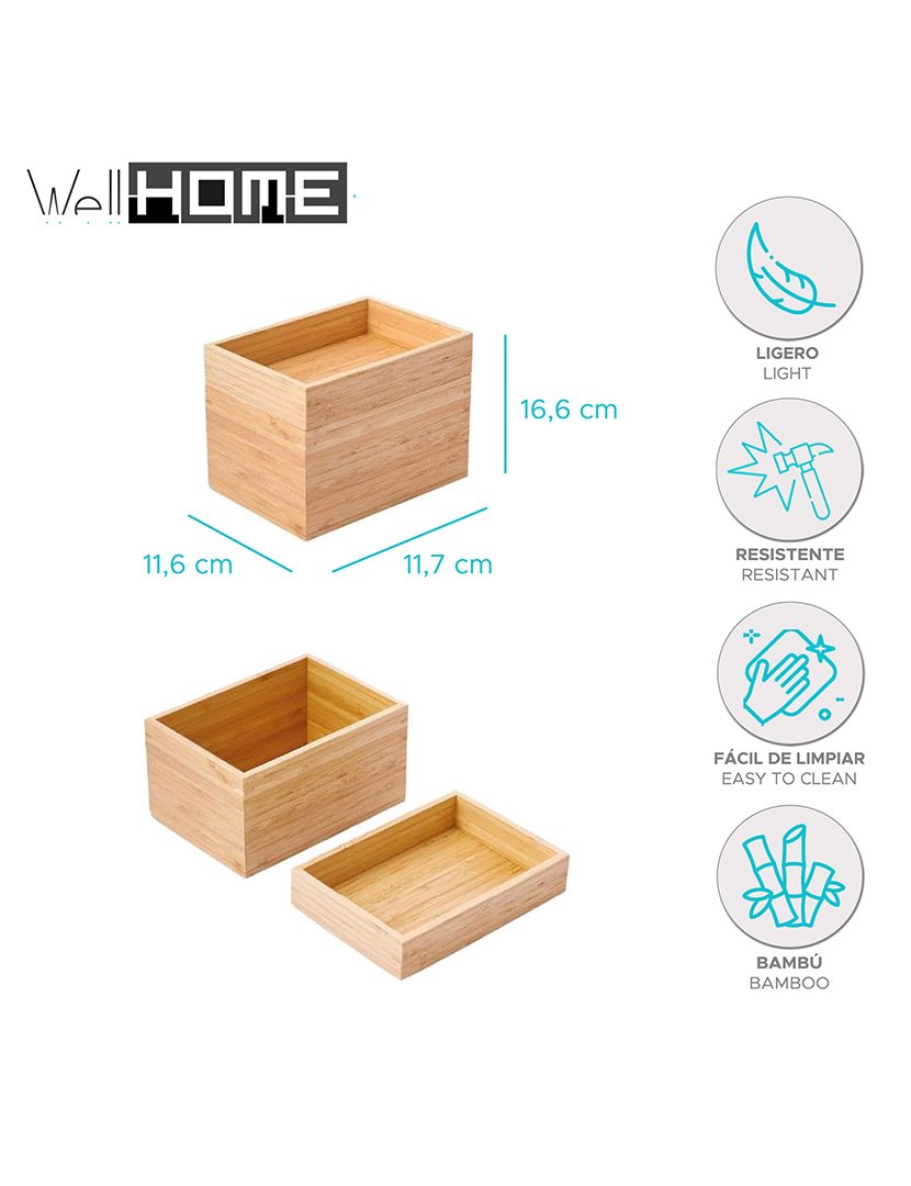 Caixa Organizadora 2 Níveis Bambú