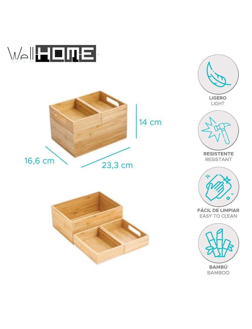 Caixa Organizadora 3 Níveis Bambú