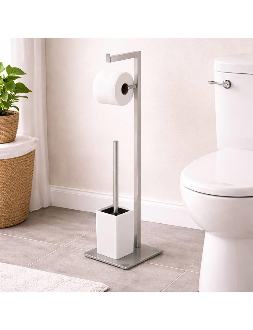 Porta-Rolos + Piaçaba Inox Branco