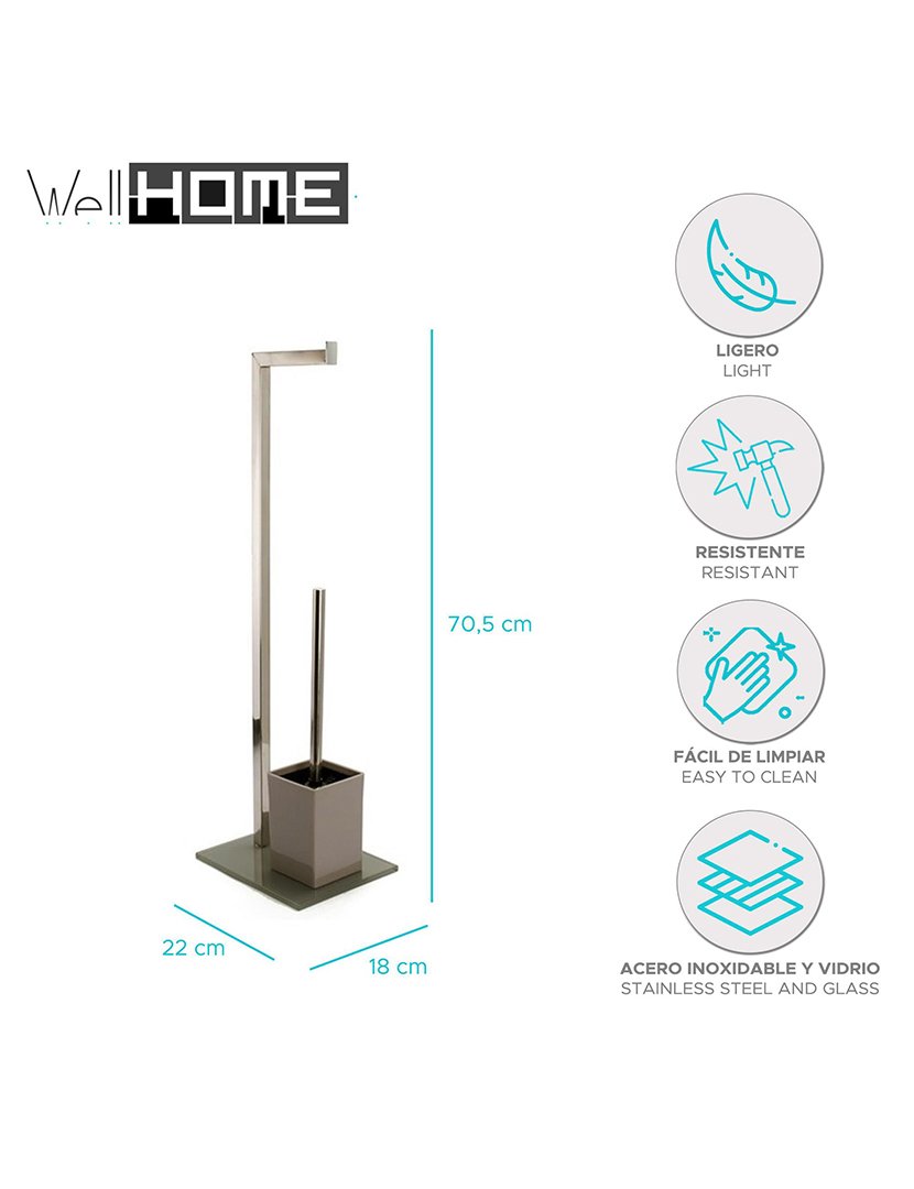 Porta-Rolos + Piaçaba Inox Taupe