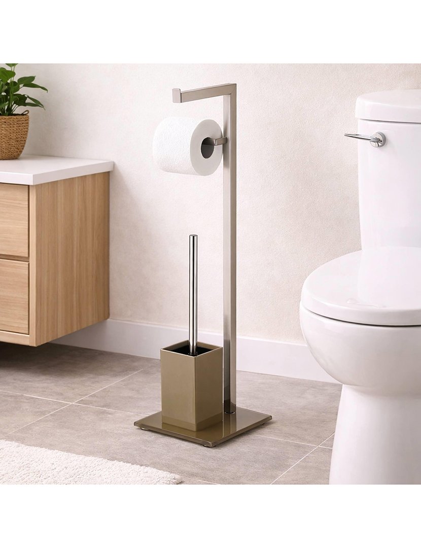 Porta-Rolos + Piaçaba Inox Taupe