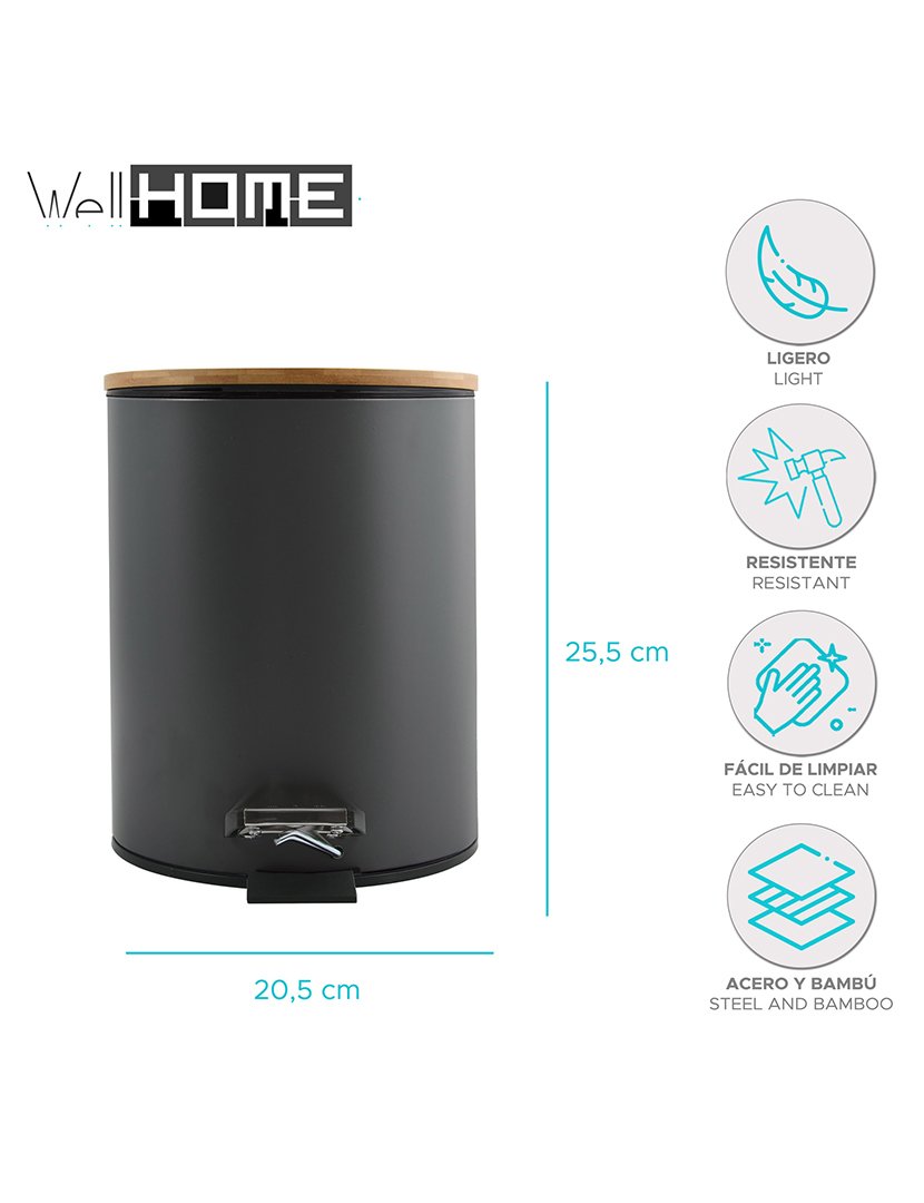 Balde Lixo Adonis 5L Preto