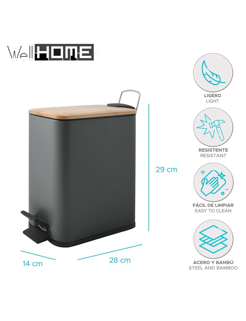 Balde Lixo Erik 5L Antracite