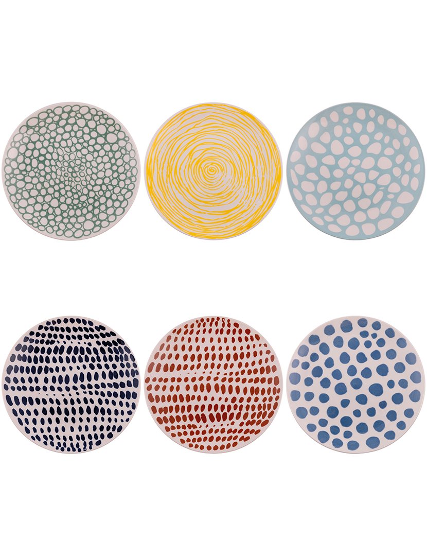 Conjunto de 6 Pratos de Sobremesa MAREA Multicolorido