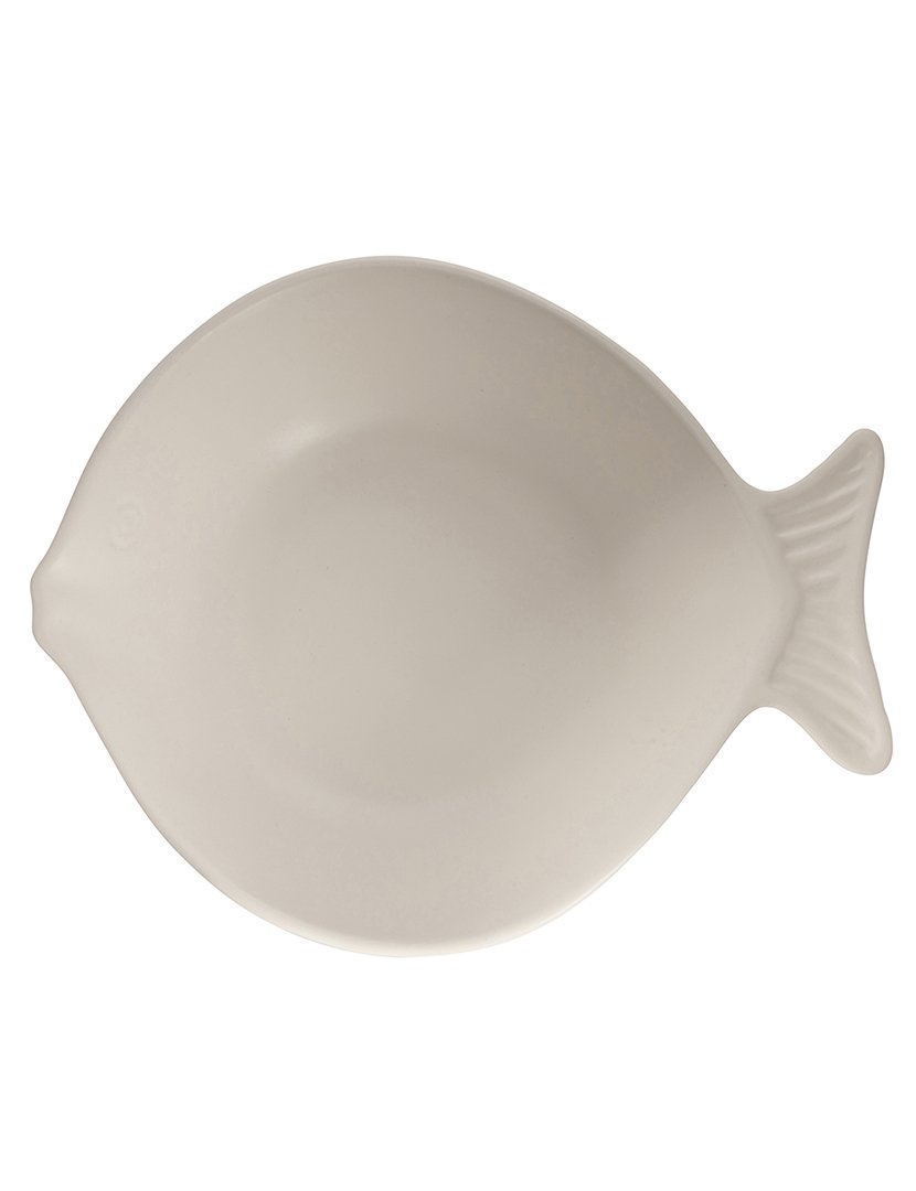 Prato de Sopa KOS Formato Peixe Branco 24cm