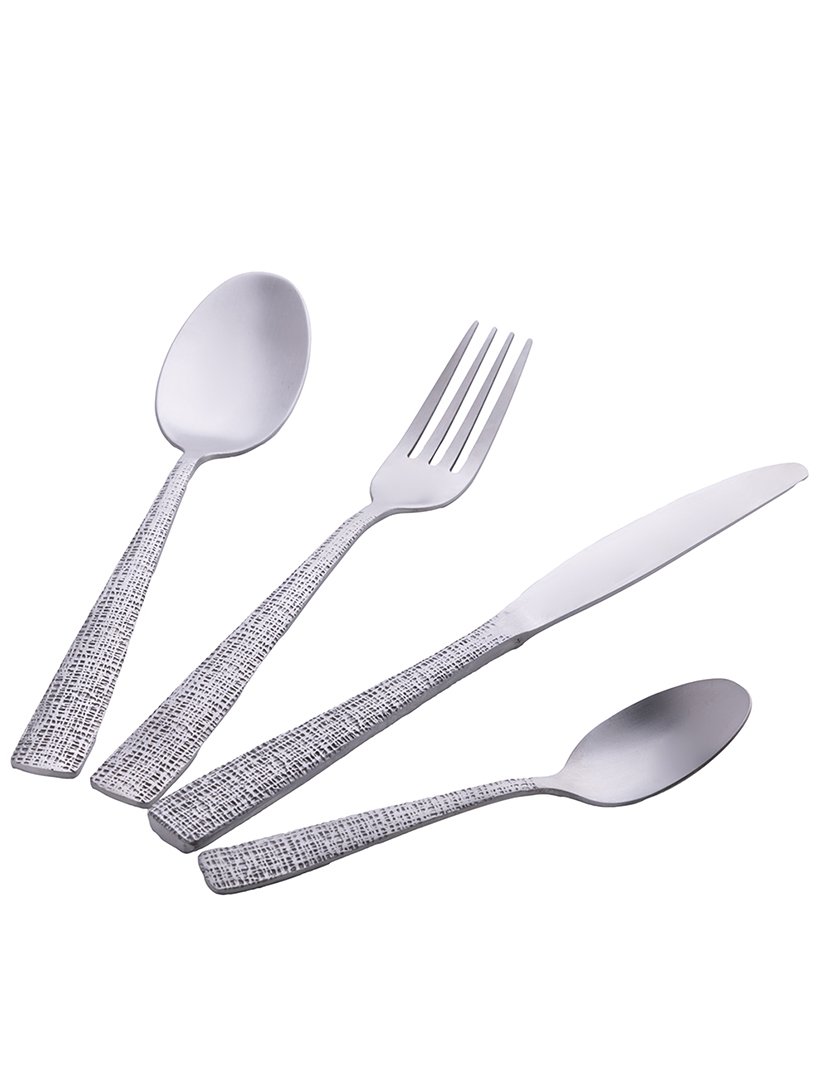 Conjunto de Talheres TEXTURE 24 peças Prateado Mate