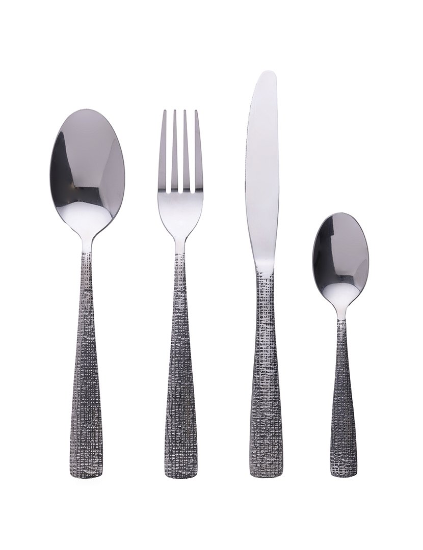Conjunto de Talheres TEXTURE 24 peças Prateado Brilhante