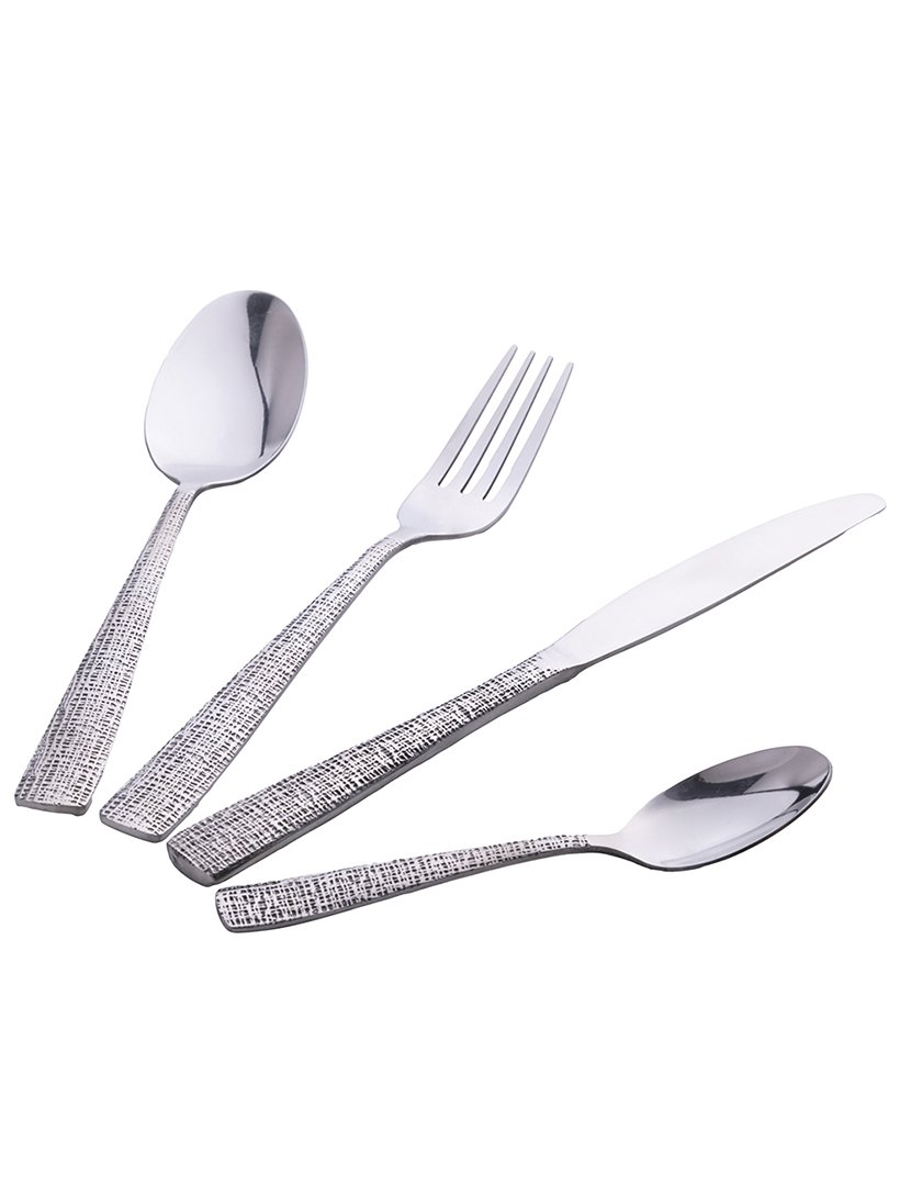 Conjunto de Talheres TEXTURE 24 peças Prateado Brilhante