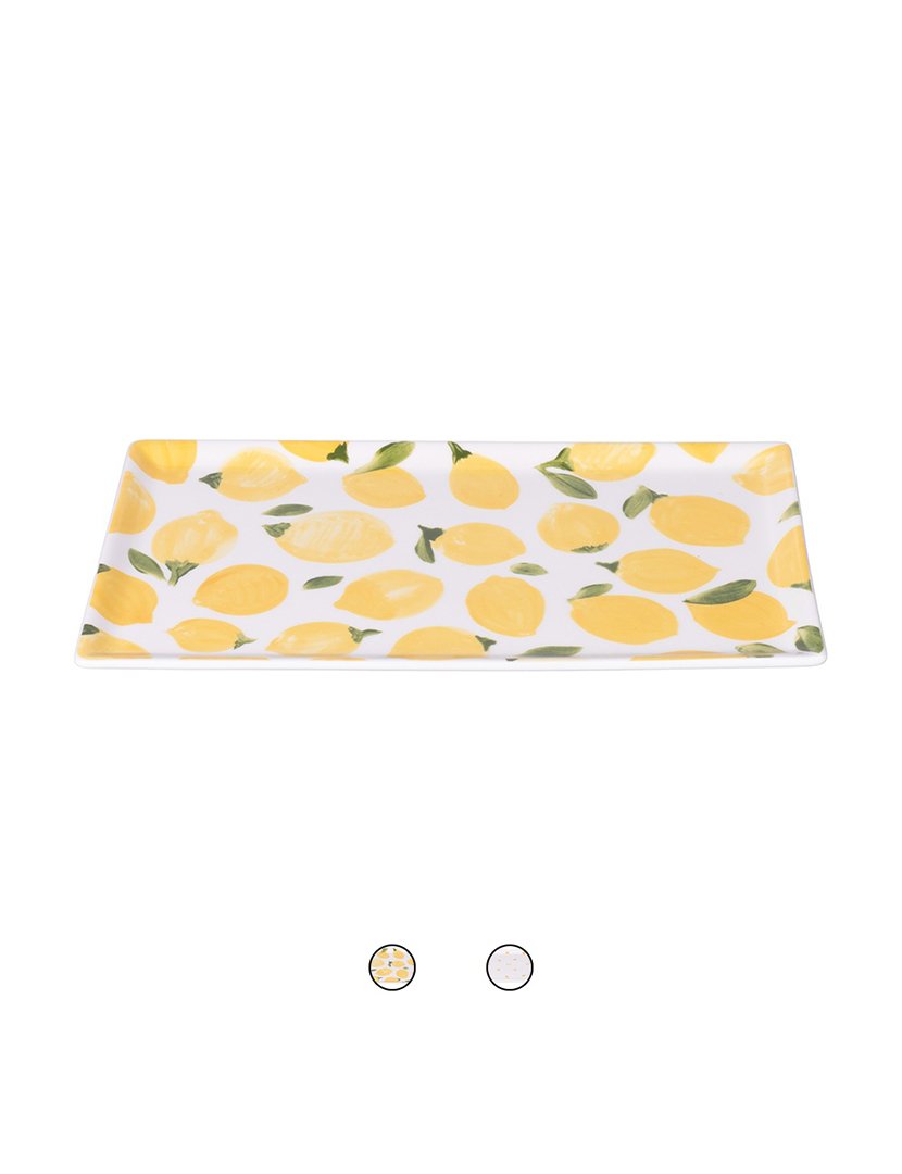 Conjunto de 4 Pratos Retangulares MORE AMOR Limões Multicolorido