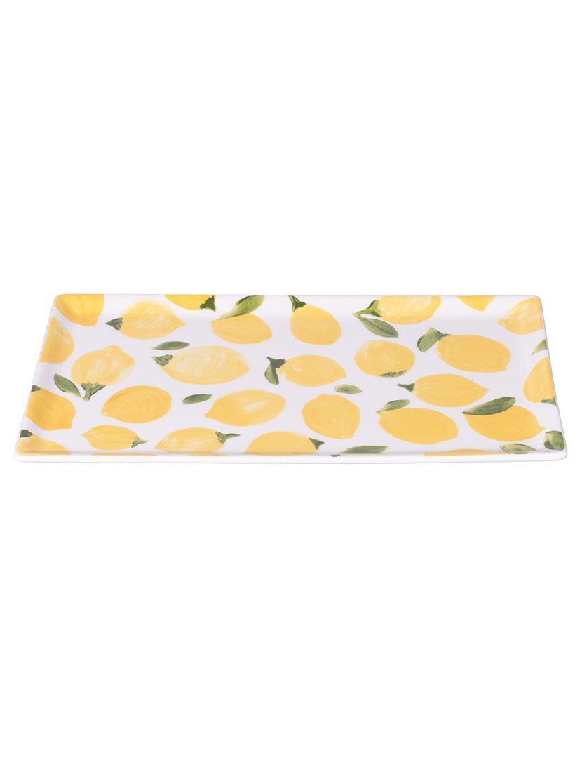 Conjunto de 4 Pratos Retangulares MORE AMOR Limões Multicolorido