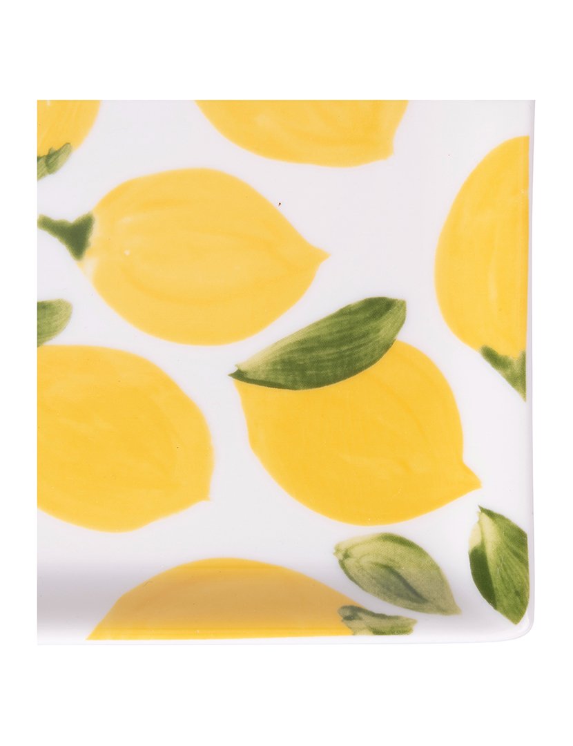 Conjunto de 4 Pratos Retangulares MORE AMOR Limões Multicolorido