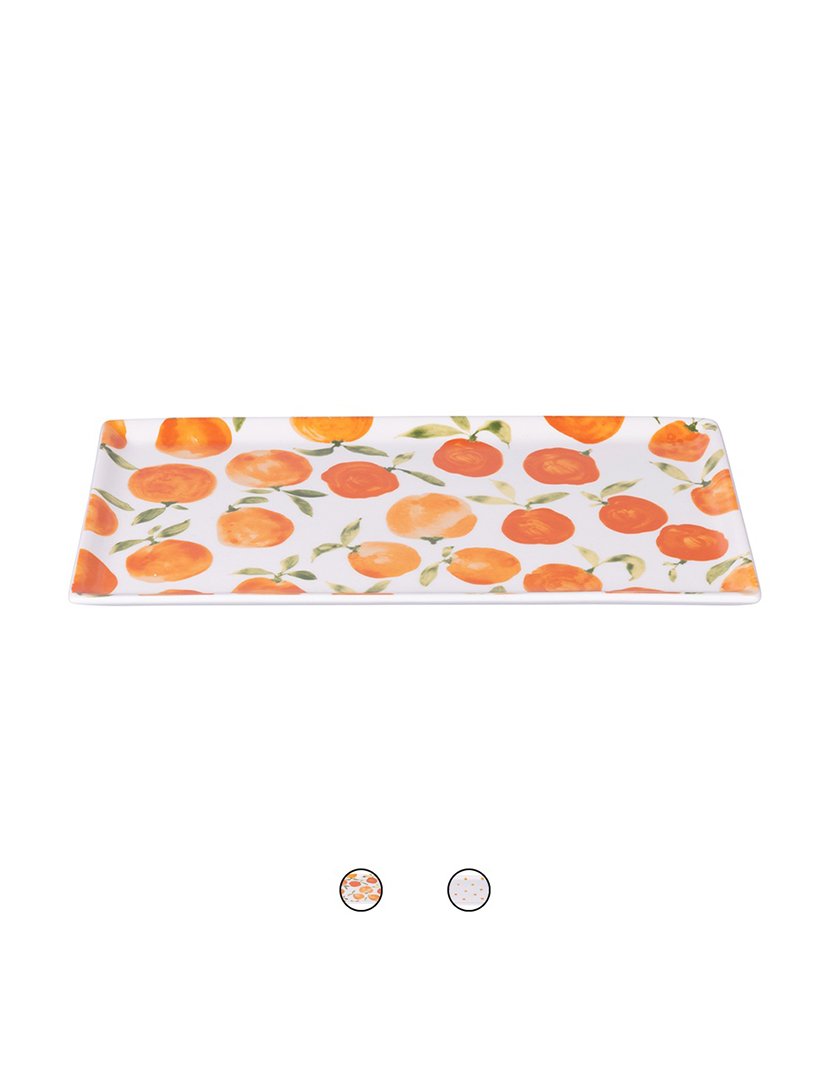 Conjunto de 4 Pratos Retangulares MORE AMOR Laranjas Multicolorido