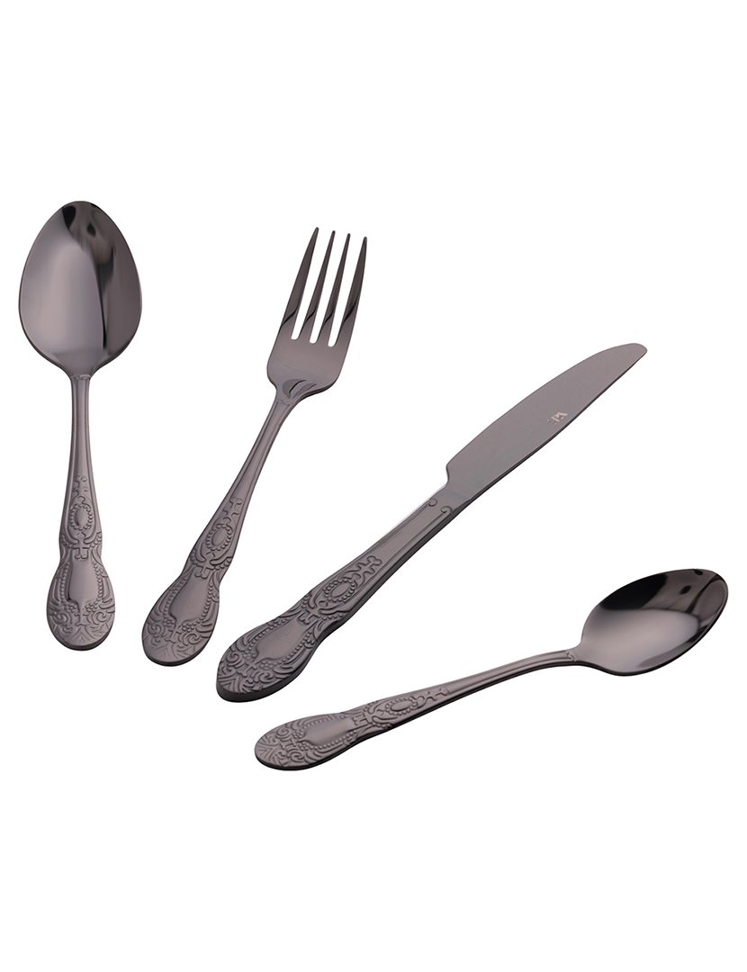 Conjunto de Talheres WONDERLAND 24 peças Preto Polido 18/10