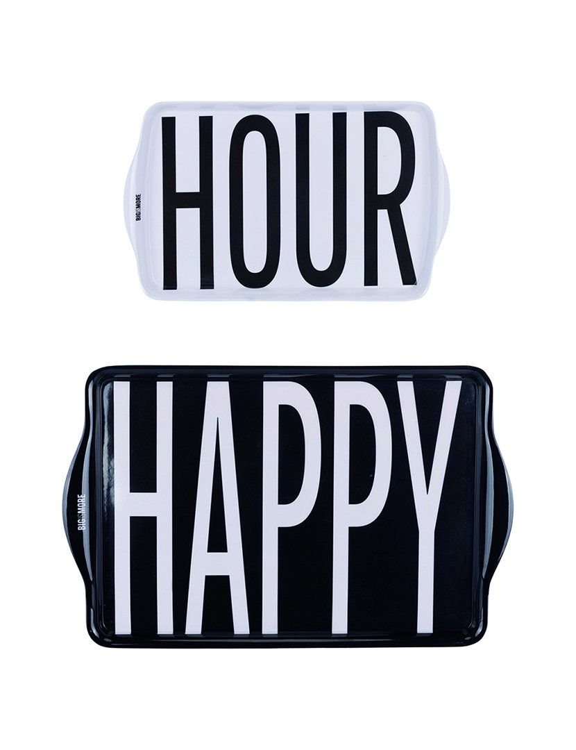 Conjunto de 2 Bandejas BIGISMORE Branco e Preto