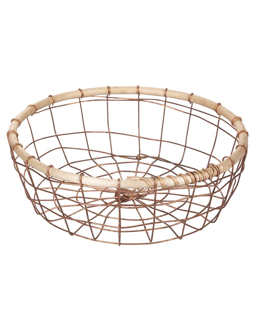 Cesto Pequeno Redondo de Metal com Borda 24cm