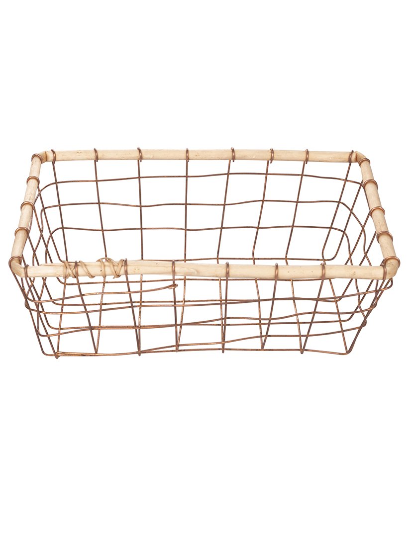 Cesto Grande Retangular de Metal com Borda