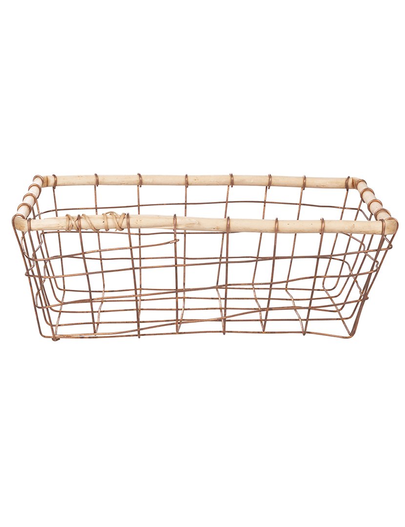 Cesto Grande Retangular de Metal com Borda