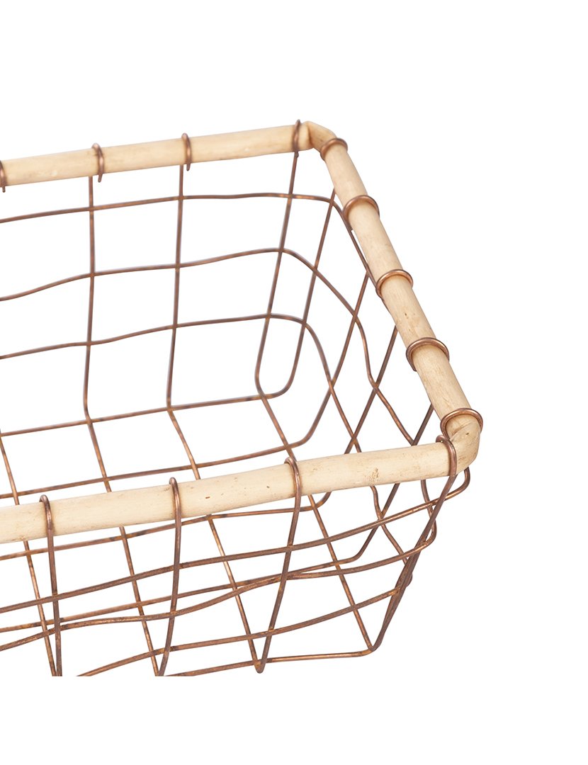 Cesto Grande Retangular de Metal com Borda