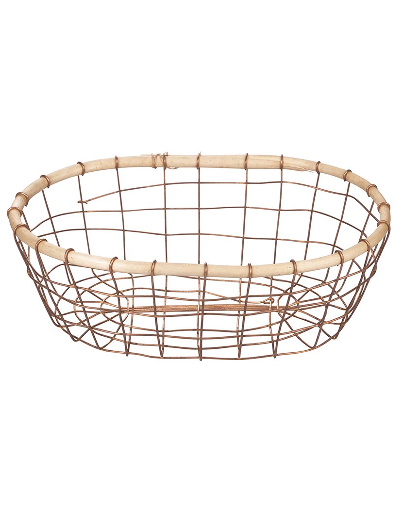 Cesto Grande Oval de Metal com Borda