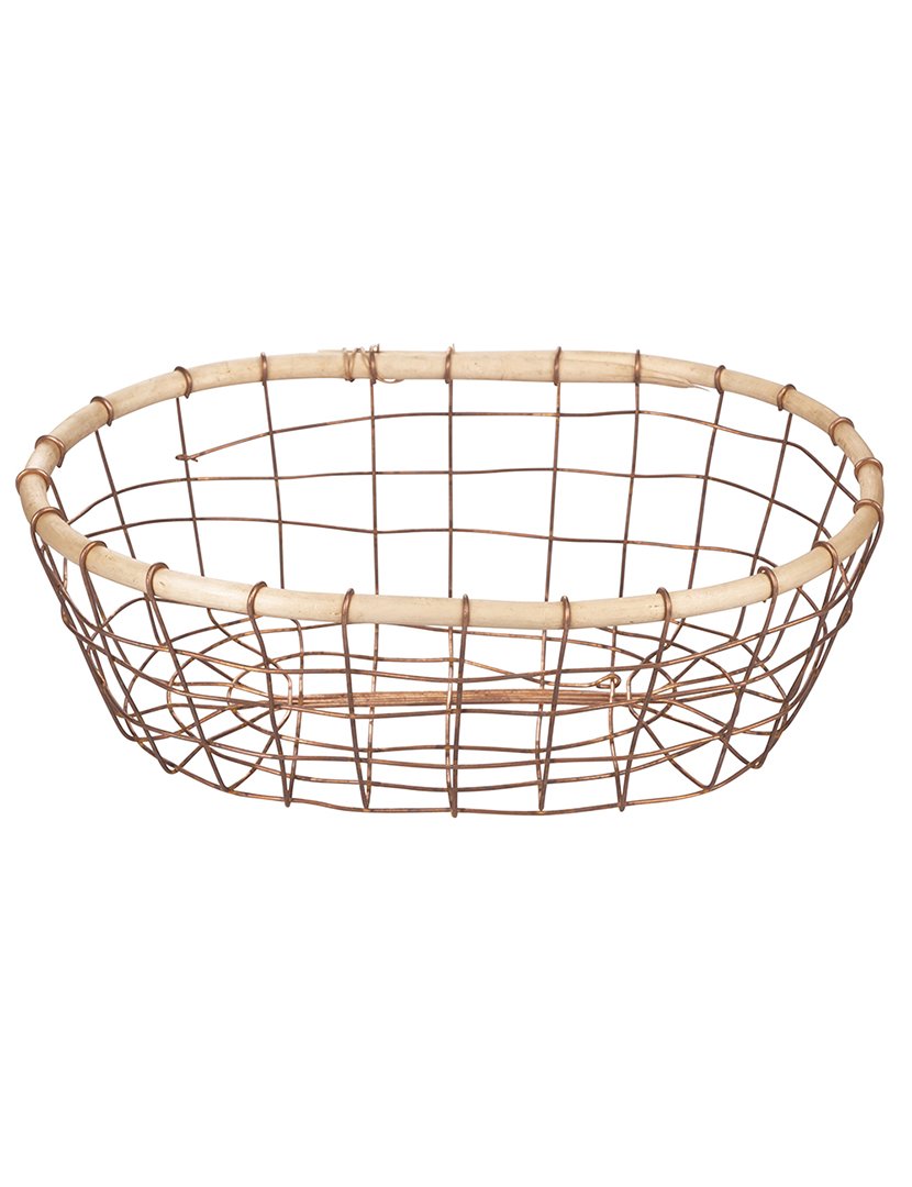 Cesto Médio Oval de Metal com Borda