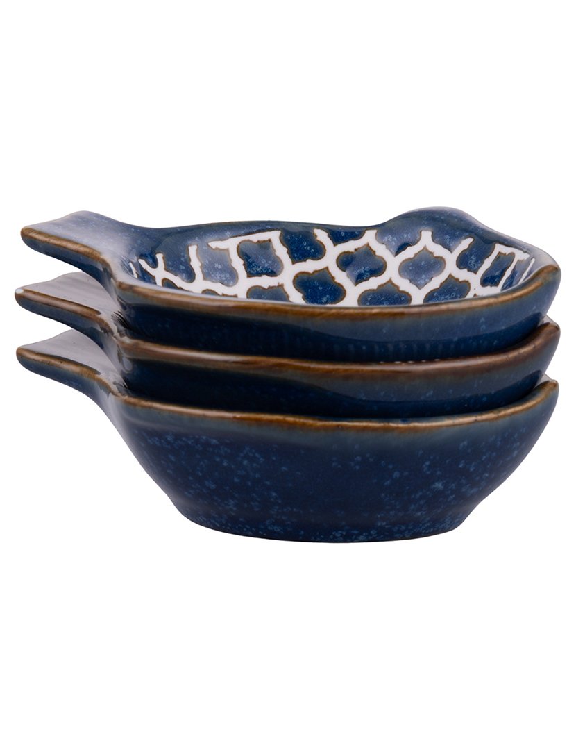 Conjunto de 3 Tigelas REACTIVE Formato Peixe Azul 60ml