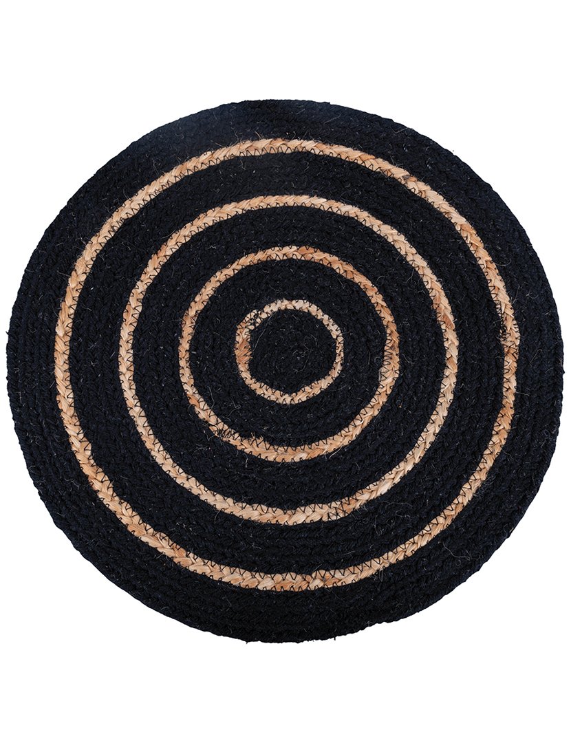 Individual de Mesa de Algodão e Juta Preto