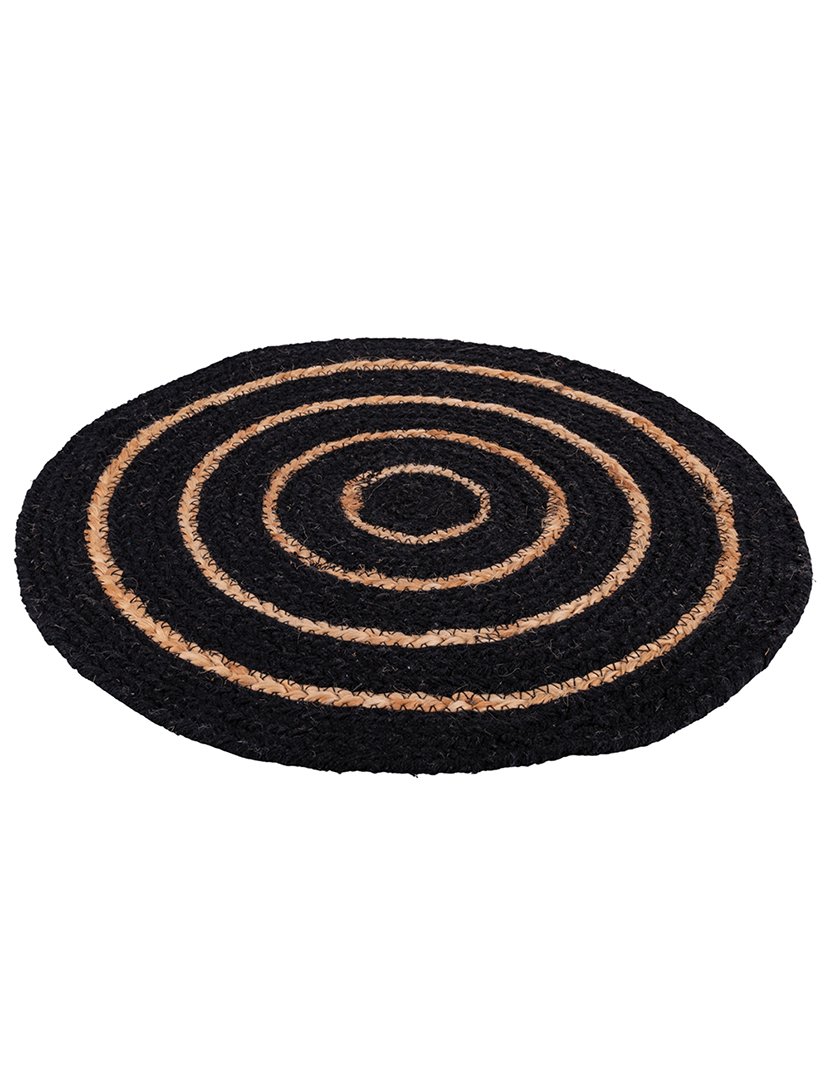 Individual de Mesa de Algodão e Juta Preto