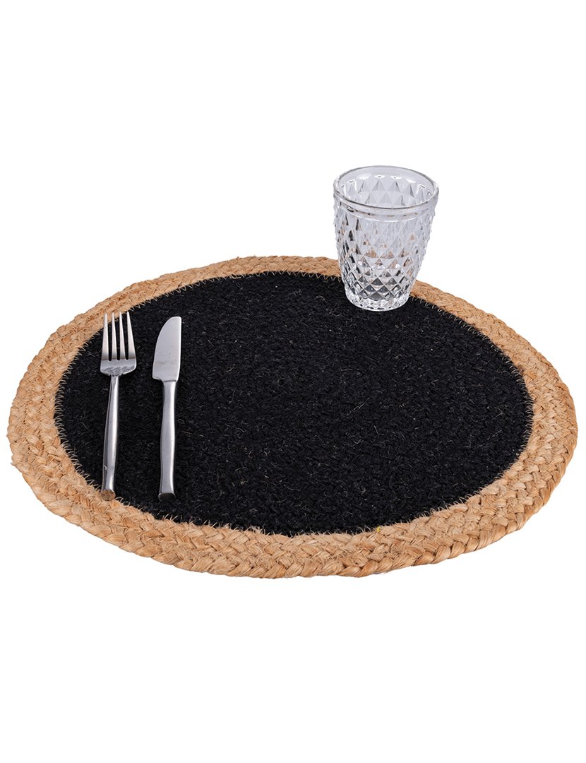 Individual de Mesa de Juta Preto