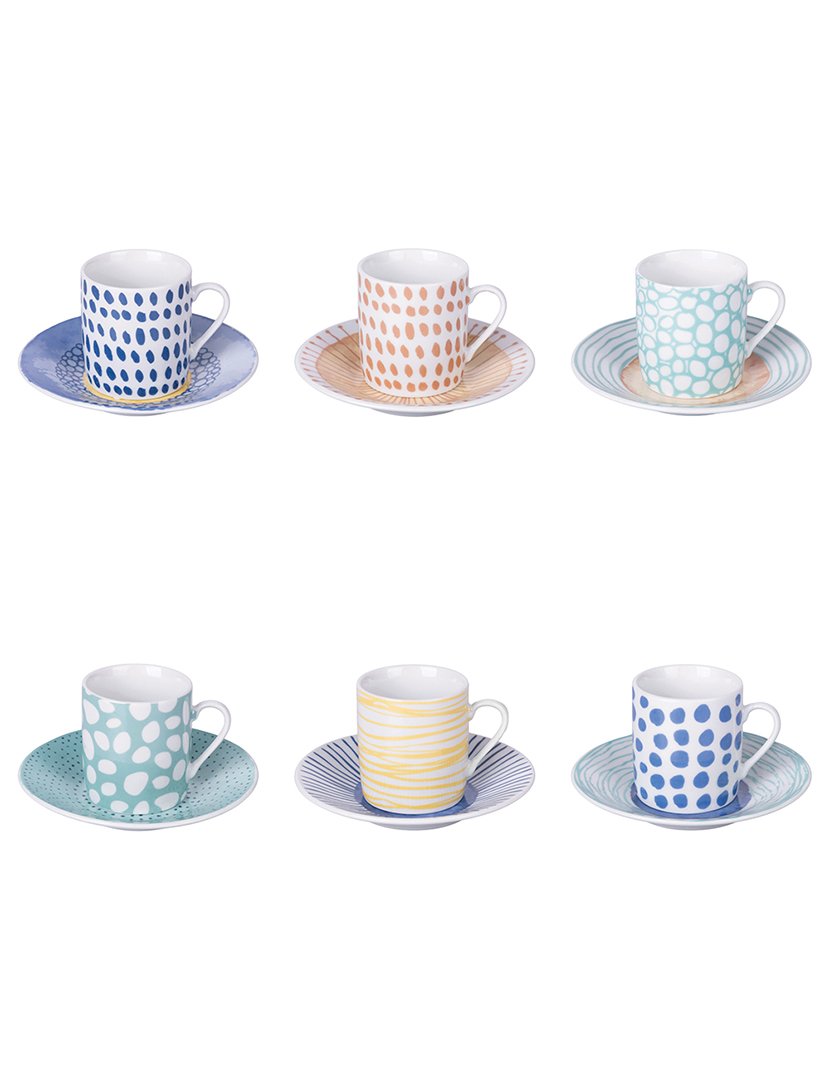 Conjunto de Café MAREA 6 Chávenas 90ml + Pires