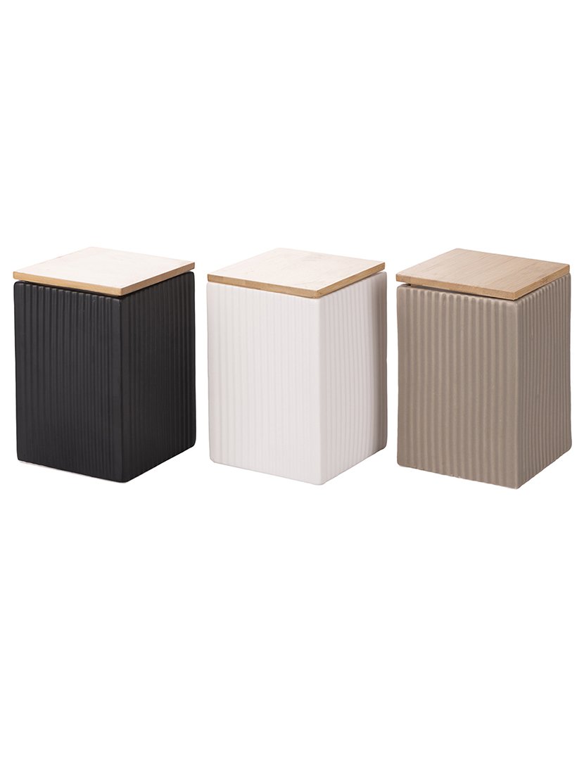 Conjunto de 3 Frascos MODERN Castanho/Branco/Preto