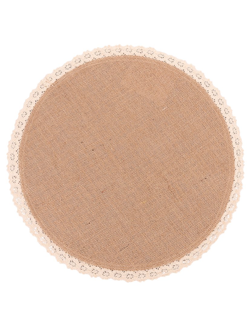 Individual de Mesa Redondo de Juta com Extremidade Renda