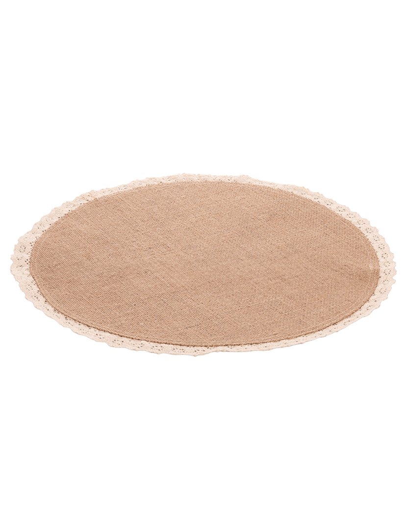 Individual de Mesa Redondo de Juta com Extremidade Renda
