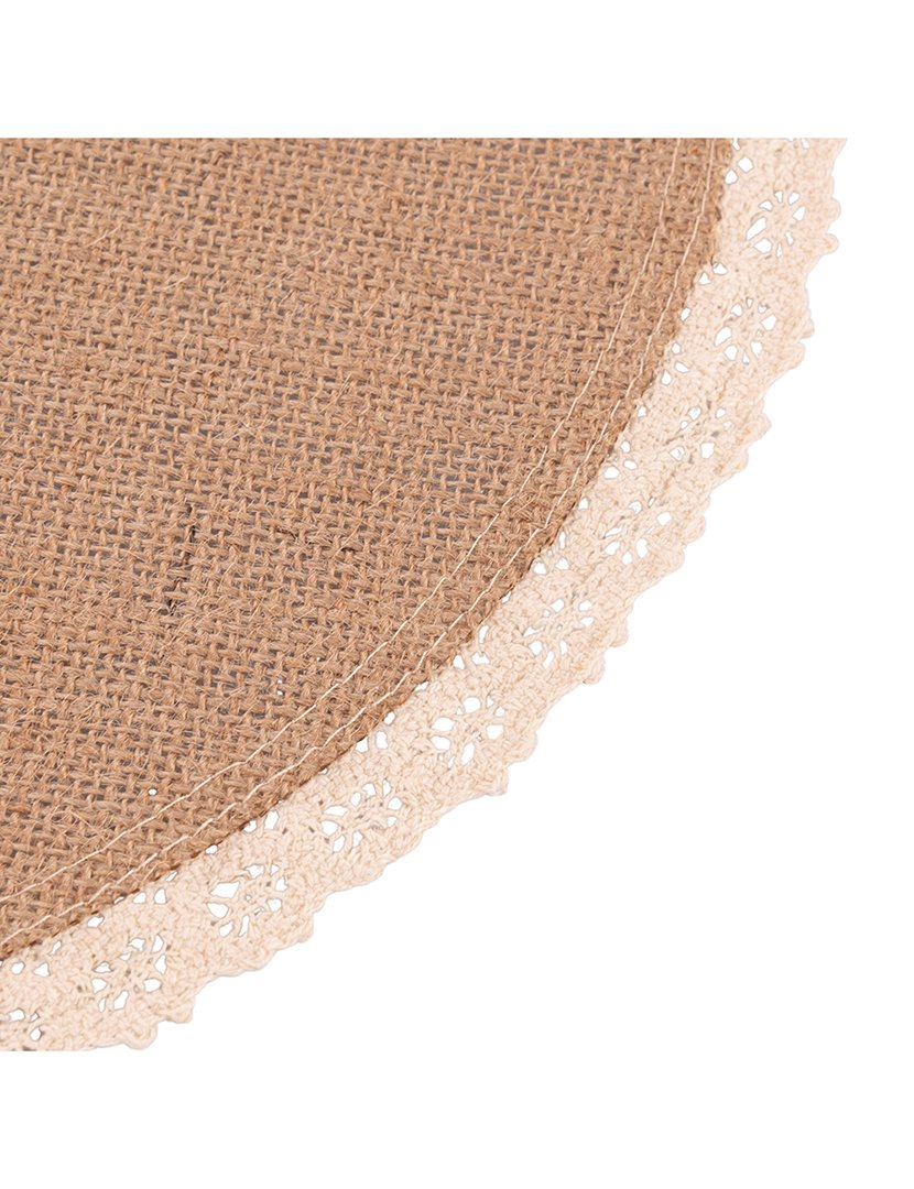 Individual de Mesa Redondo de Juta com Extremidade Renda