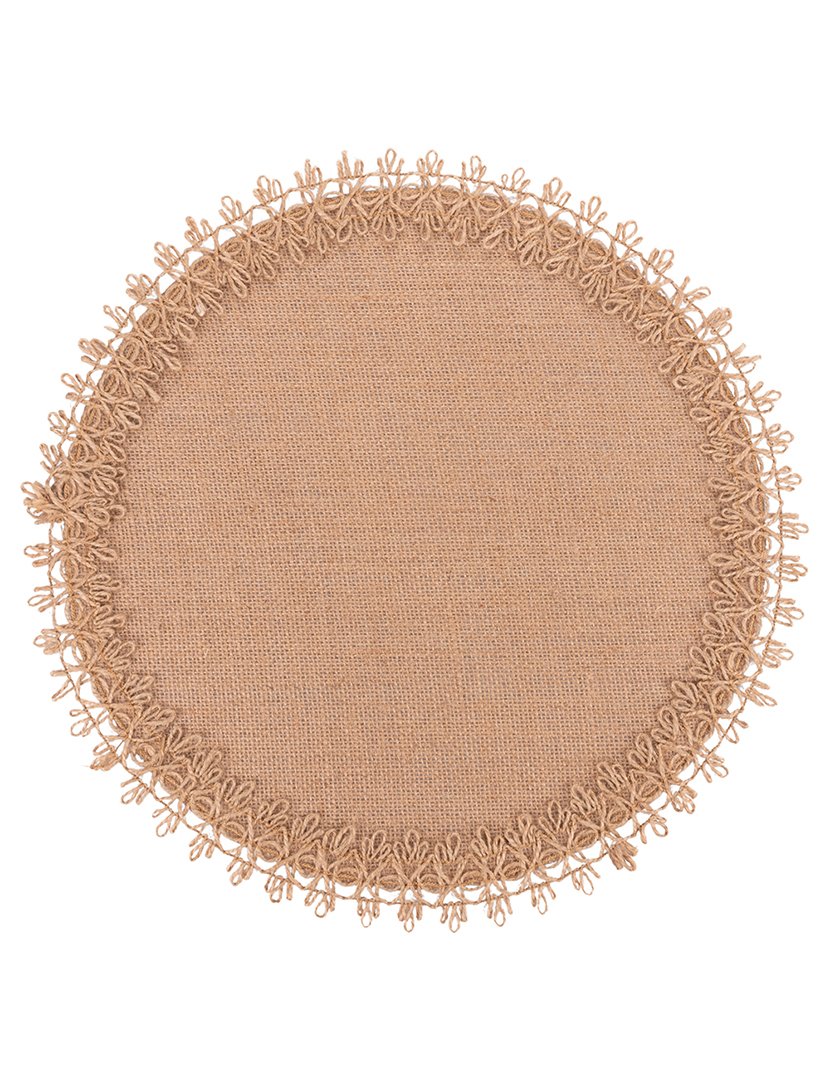 Individual de Mesa Redondo de Juta com Extremidade Bordada B