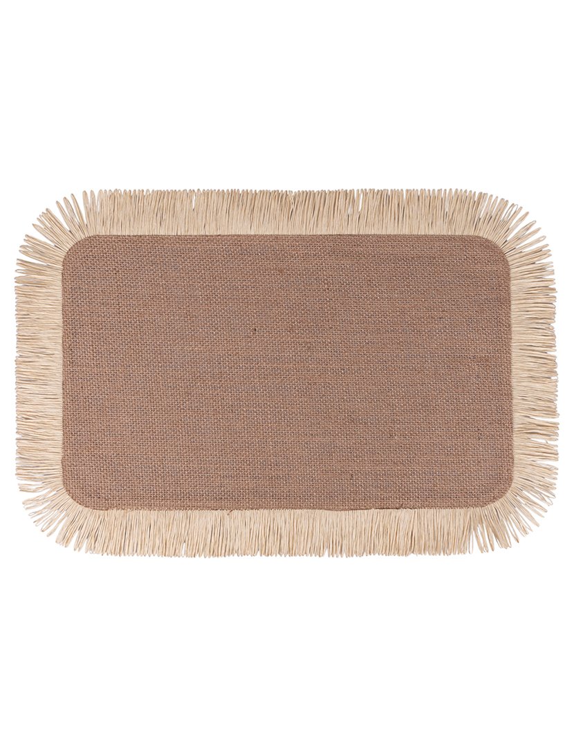 Individual de Mesa Redondo de Juta com Faixa de Papel