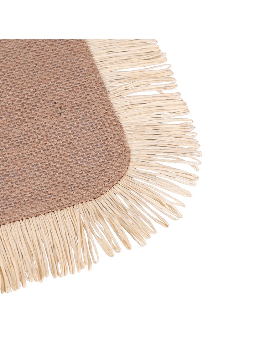 Individual de Mesa Redondo de Juta com Faixa de Papel