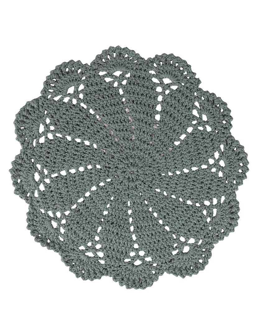 Individual de Mesa Redondo de Crochê Verde Sálvia 38cm