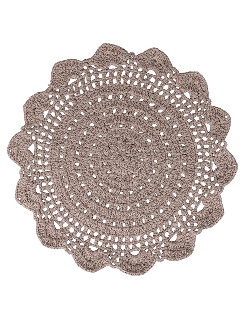 Individual de Mesa Redondo de Crochê Bege 38cm
