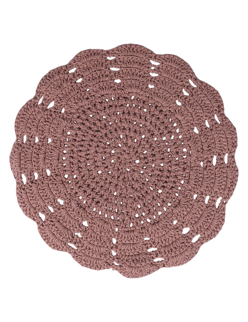 Individual de Mesa Redondo de Crochê Rosa 38cm