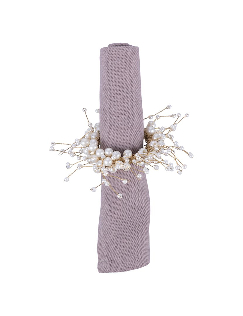 Anel para Guardanapos Dourado com Pérolas