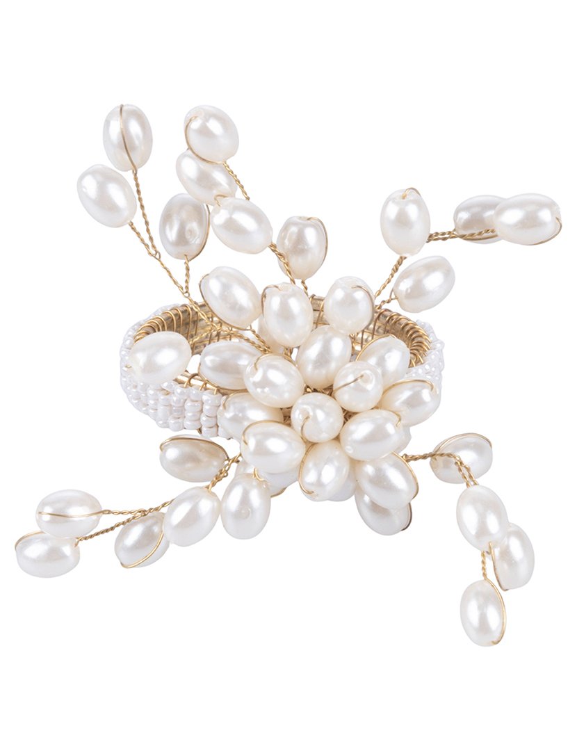 Anel para Guardanapos Flor com Pérolas