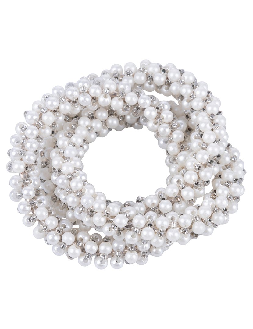 Anel para Guardanapos Prateado com Pérolas 3 Voltas