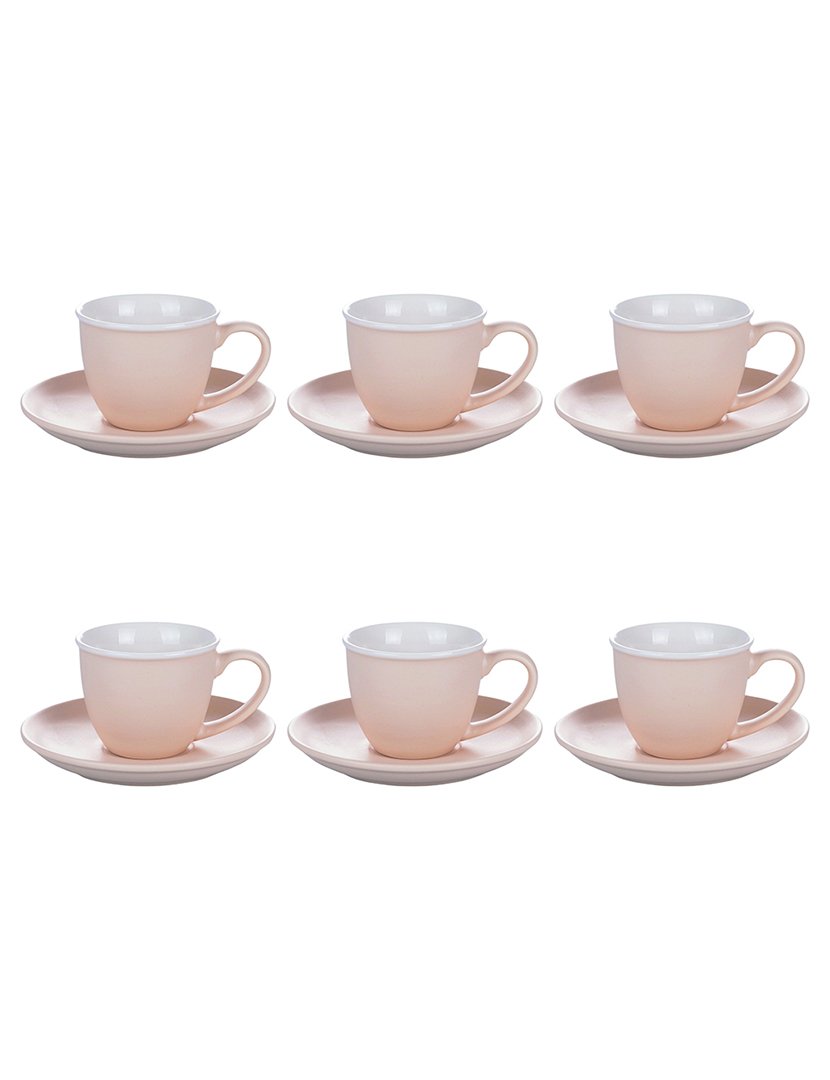 Conjunto de Café SHAPE 6 Chávenas 100ml + Pires Rosa