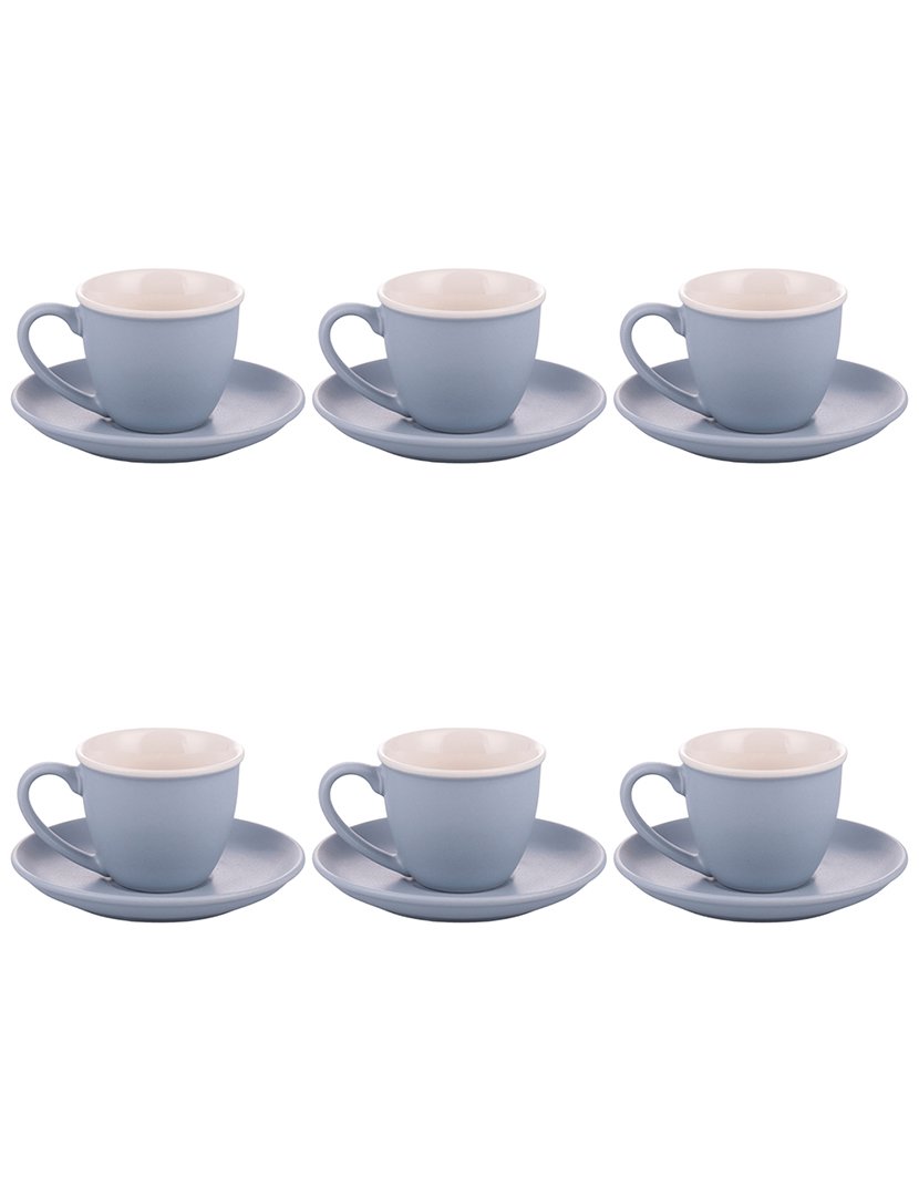 Conjunto de Café SHAPE 6 Chávenas 100ml + Pires Cinza Claro