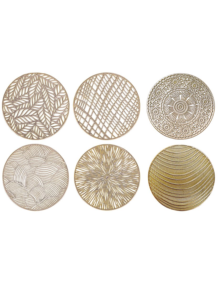 Conjunto de 6 Bases para Copos Dourado